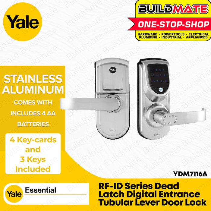 BUILDMATE Yale Essential RFID Series Dead Latch Digital Entrance Tubular Lever Door Lock Doorlock Keypad Lock Security Lock Smart Lock Anti-theft Lock Touch Password Lock Main Door Lock Electronic Lock Smart Entry Digital Intelligent Lock YDME-50 / YDME50