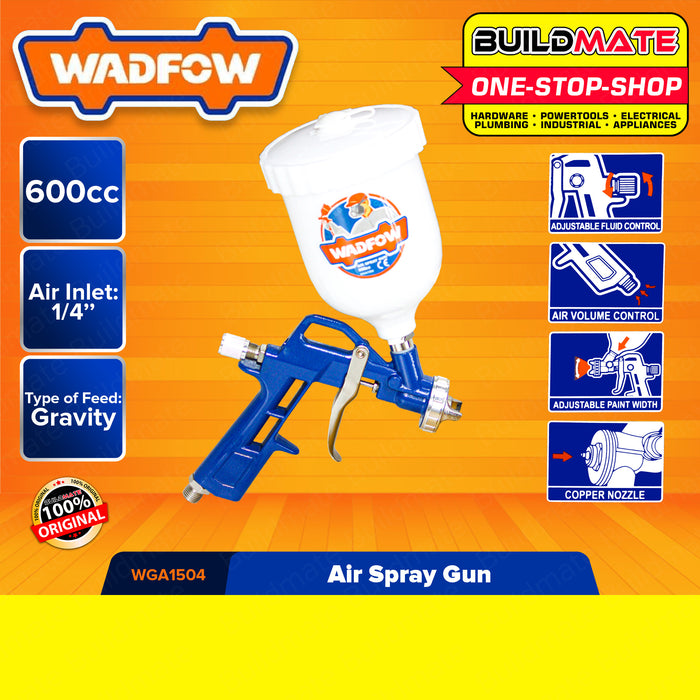 BUILDMATE Wadfow Base Coat / Gravity Feed Air Spray Gun 100cc / 400cc / 600cc w/o Quick Plug High Quality Finish Car Paint Sprayer For DIY & Automotive Use - WHT