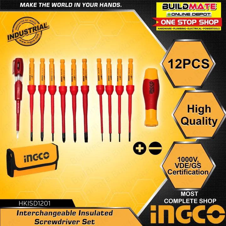 INGCO 12PCS/SET Interchangeable Insulated Screwdriver Set HKISD1201 •B ...