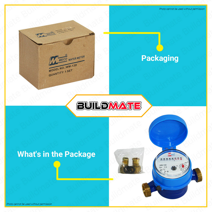 MECO Made in Taiwan Brass Body Water Sub Meter Analogue HEAVY DUTY WM-13D 100% ORIGINAL •BUILDMATE•