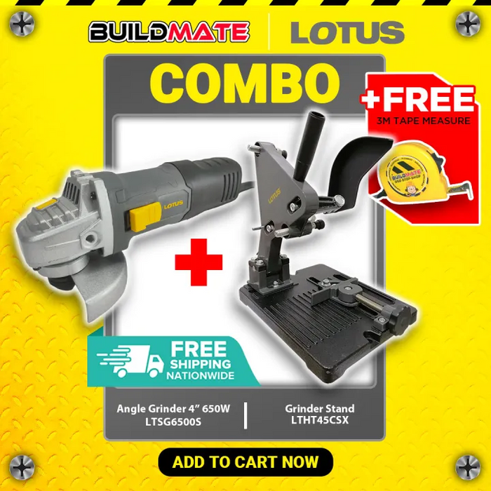 [COMBO] LOTUS Angle Grinder 4" 650W & Grinder Stand +FREE TAPE MEASURE •BUILDMATE• LPT LUTOS