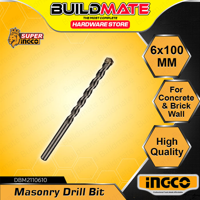BUILDMATE Ingco Masonry Drill Bit Ø3mm - Ø10mm Masonry Twist Hole Drilling Bits for Stone, Concrete and Brick Wall - IHT