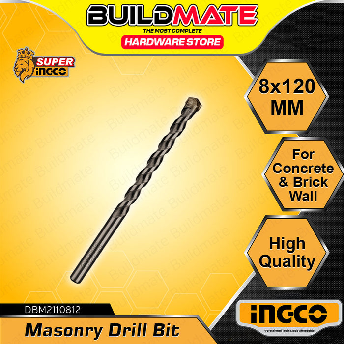 BUILDMATE Ingco Masonry Drill Bit Ø3mm - Ø10mm Masonry Twist Hole Drilling Bits for Stone, Concrete and Brick Wall - IHT