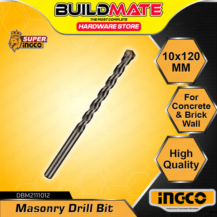 BUILDMATE Ingco Masonry Drill Bit Ø3mm - Ø10mm Masonry Twist Hole Drilling Bits for Stone, Concrete and Brick Wall - IHT