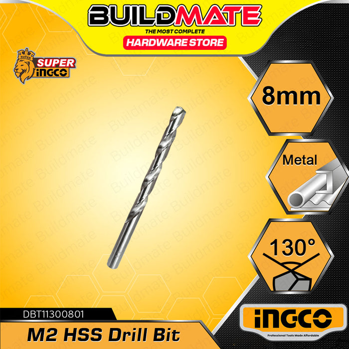 BUILDMATE Ingco M2 HSS Drill Bit 130° Tip Angle Metalworking Twist Drilling Bit for Metal SOLD PER PIECE - IHT