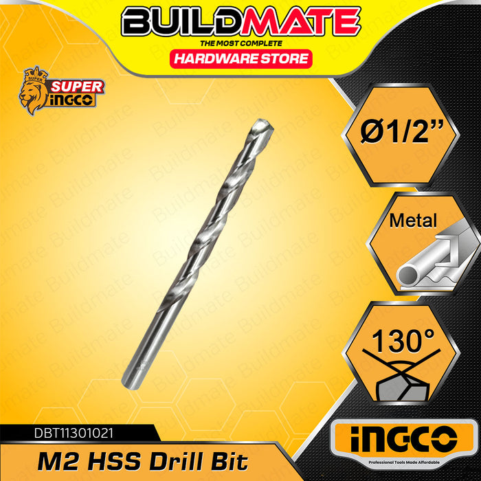 BUILDMATE Ingco M2 HSS Drill Bit 130° Tip Angle Metalworking Twist Drilling Bit for Metal SOLD PER PIECE - IHT