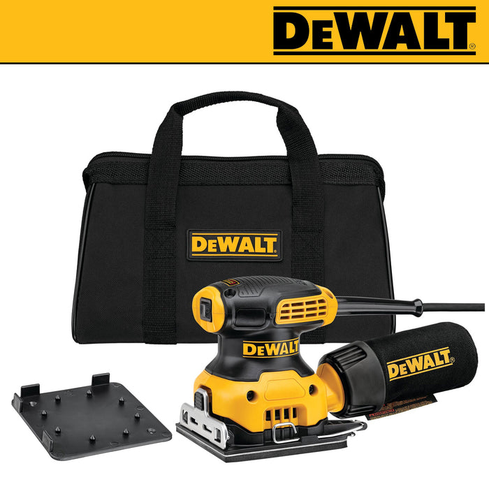 BUILDMATE x DEWALT 230W 1/4 Sheet Orbital Sander | 14,000 OPM, 1.6mm Orbit, Dust Bag DWE6411-B1