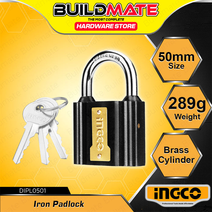 BUILDMATE Ingco Iron Padlock 32mm-50mm Short Shackle with 3pcs Iron Keys Anti-Theft Keyed Security Pad Lock - IHT