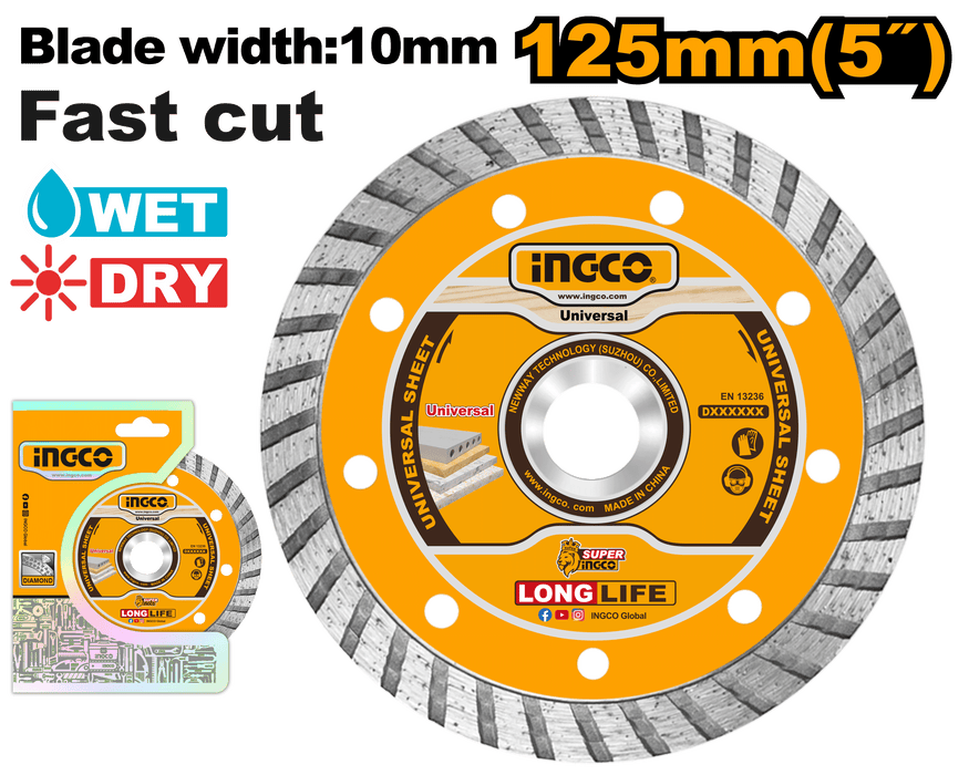 BUILDMATE Ingco 5" Inch Turbo Diamond Disc  (125MM) DMD031252 IHT - BUILDMATE
