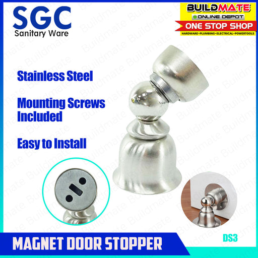 BUILDMATE SGC Magnetic Door Stopper Stainless Steel Door Holder S.G.C. DS3