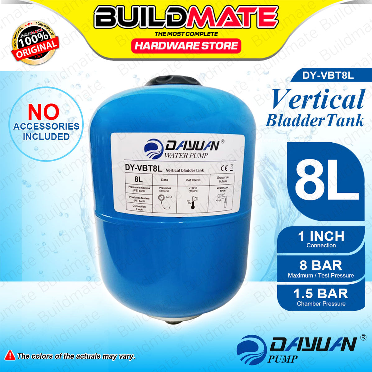 BUILDMATE Dayuan Vertical Bladder Tank 8L Pressure Water System Diaphr ...