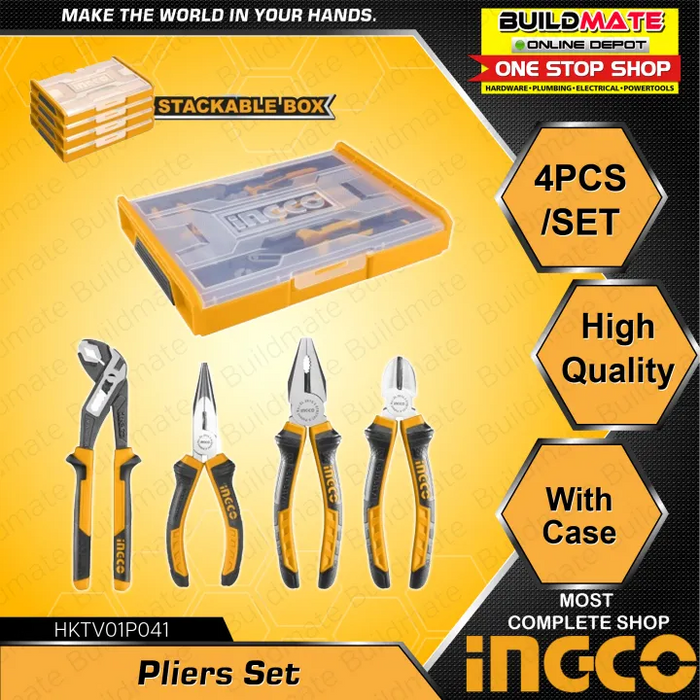 INGCO 4PCS Pliers Set With Case Combination Pliers Long Nose Pump Plie —  Buildmate