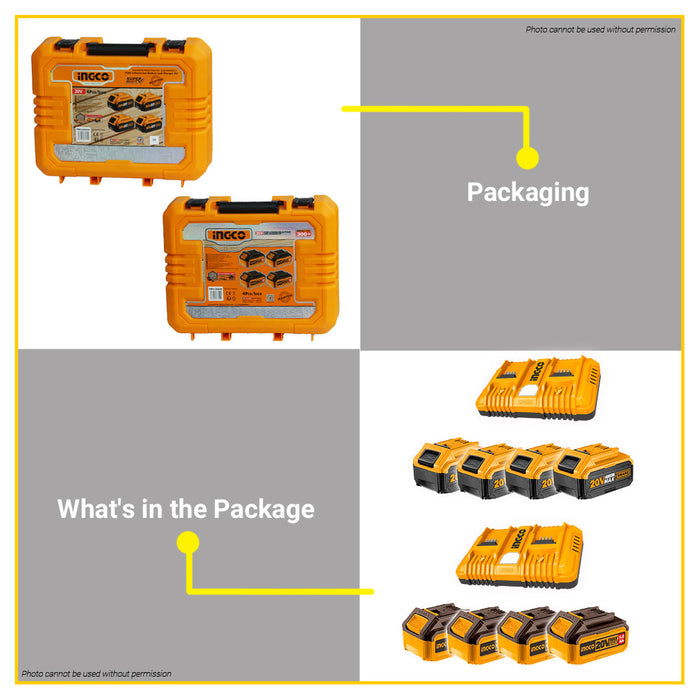 BUILDMATE Ingco 4.0Ah | 5.0Ah P20S Lithium-Ion Battery and Charger Kit Fast Intelligent Tool • ICPT
