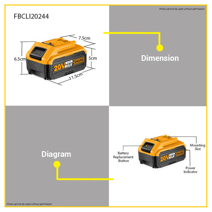 BUILDMATE Ingco 4.0Ah | 5.0Ah P20S Lithium-Ion Battery and Charger Kit Fast Intelligent Tool • ICPT