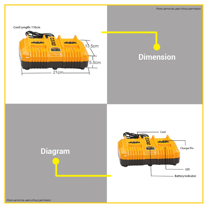 BUILDMATE Ingco 4.0Ah | 5.0Ah P20S Lithium-Ion Battery and Charger Kit Fast Intelligent Tool • ICPT