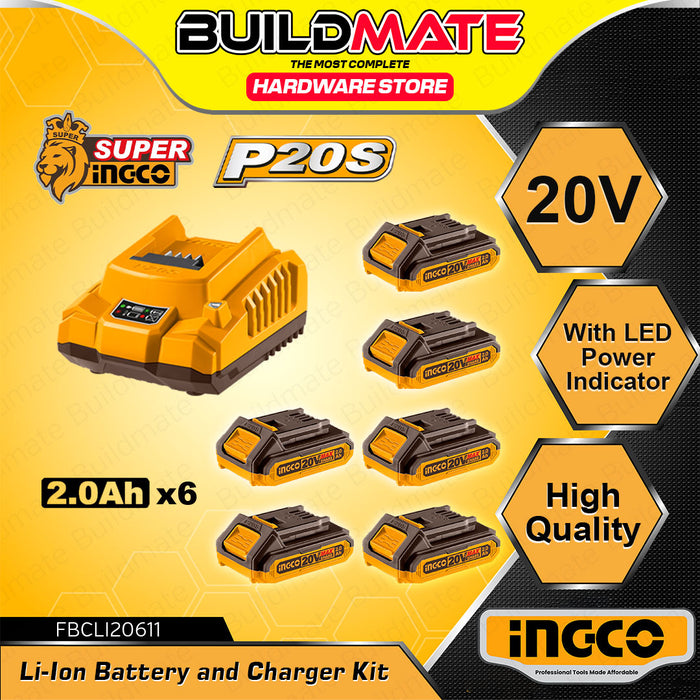 BUILDMATE Ingco 20V P20S Lithium-Ion Battery and Charger Kit COSLI230701 - ICPT