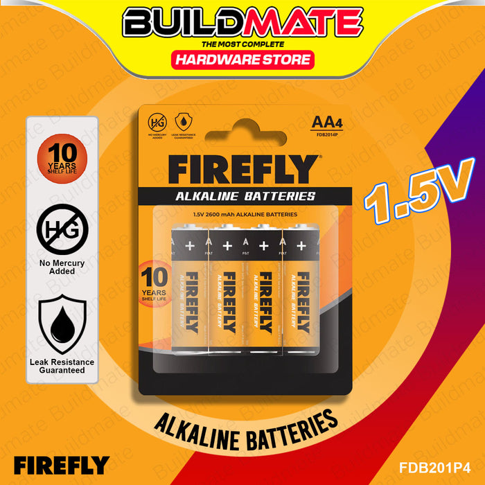BUILDMATE Firefly Alkaline Batteries 1.5V 2600mAh AA Non-Rechargeable Leak Resistance Disposable Battery SOLD PER SET