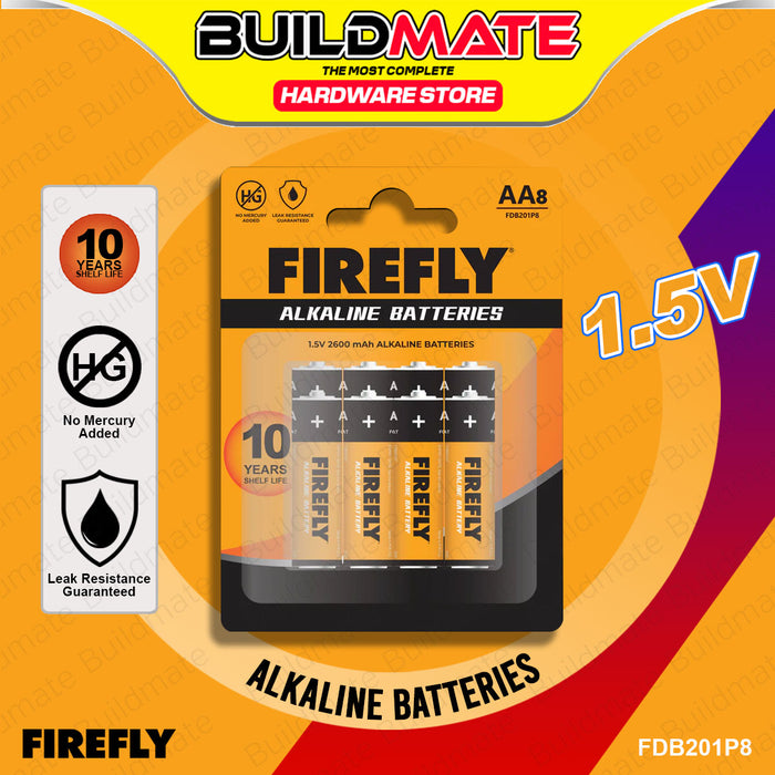 BUILDMATE Firefly Alkaline Batteries 1.5V 2600mAh AA Non-Rechargeable Leak Resistance Disposable Battery SOLD PER SET