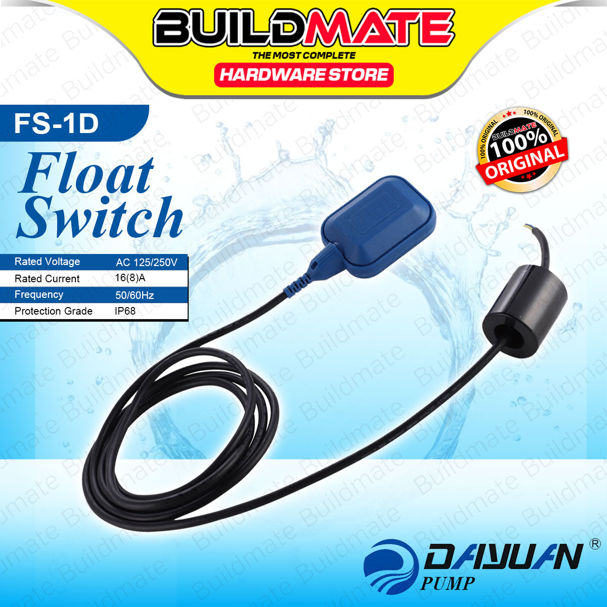 BUILDMATE Dayuan Float Switch Square 16(8)A Water Level Controller Swi ...