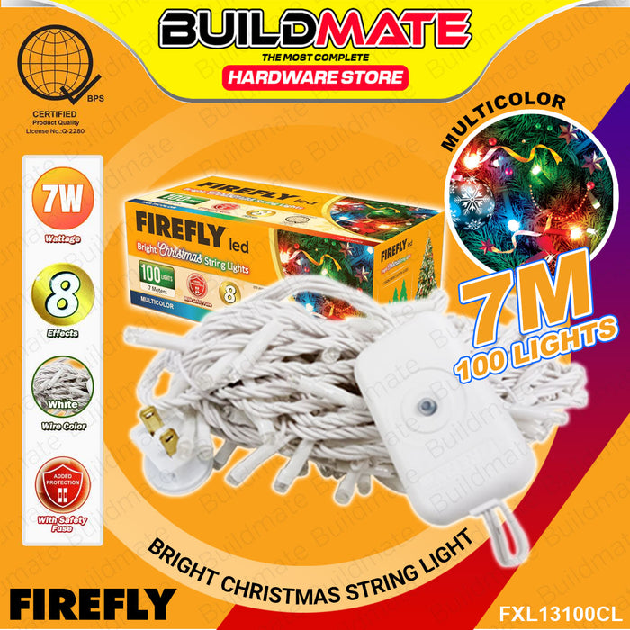 BUILDMATE Firefly LED Bright Christmas String Lights Multicolor with 8 Effects 100 Lights 7 Meters Indoor Decoration Fairy String Lighting Ornaments for Christmas Tree Decor