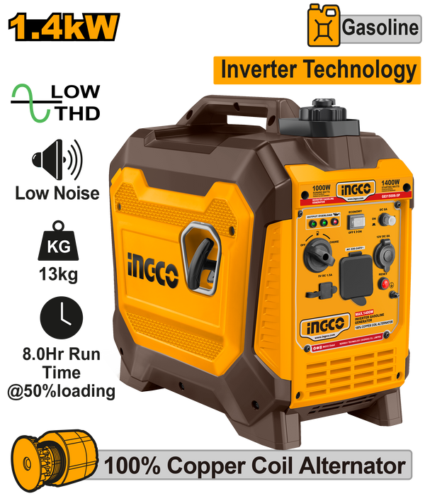 INGCO Inverter Gasoline Generator 1.5KVA (220-240V 50Hz) GEI15006-5P IPT