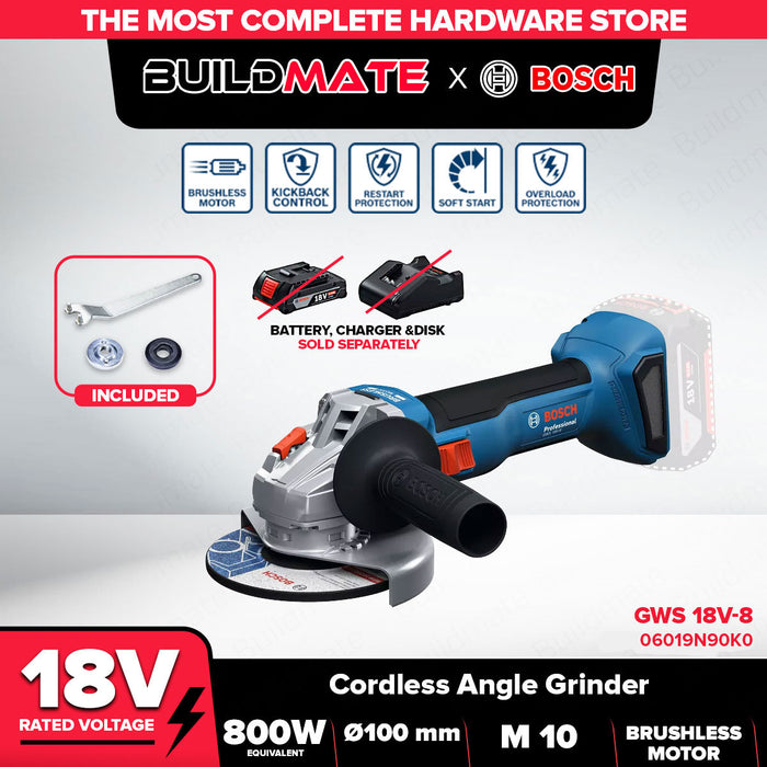 BOSCH Brushless Cordless Angle Grinder GWS 18V-8 Solo and Kit BLC
