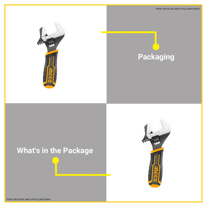 BUILDMATE Ingco 2in1 6" Inch 156mm Stubby Adjustable Wrench and Pipe Function Hand Tool HADWS088 IHT