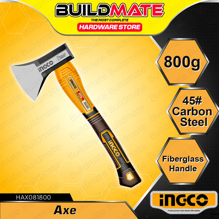 BUILDMATE Ingco Axe Hatchet Log Cutter 600g / 800g Tomahawk Chopping Hand Axe Wood Cutting for Splitting and Kindling - IHT