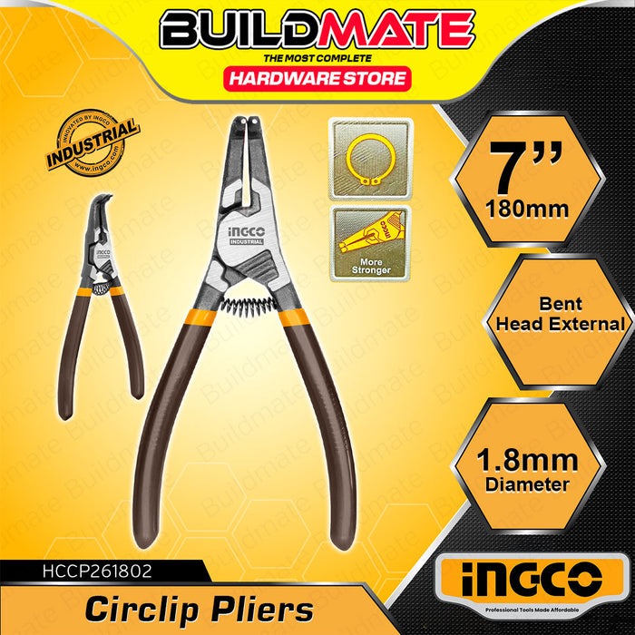 BUILDMATE Ingco 7" Inch Circlip Pliers 180mm External / Internal Retaining Snap Ring Plier SOLD PER PIECE - IHT