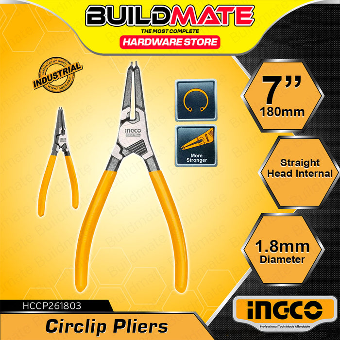 BUILDMATE Ingco 7" Inch Circlip Pliers 180mm External / Internal Retaining Snap Ring Plier SOLD PER PIECE - IHT