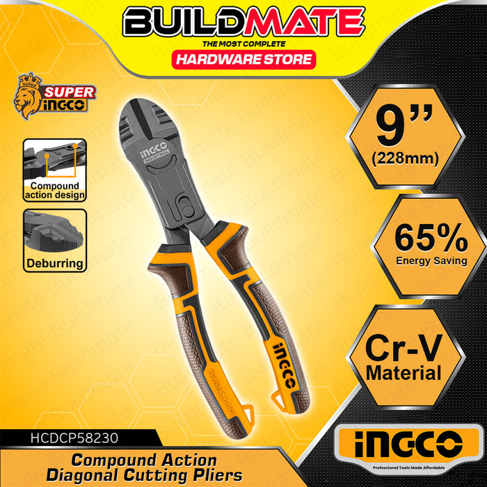 BUILDMATE Ingco Compound Action Diagonal Cutting Pliers 8" / 9" Wire Cutter with Deburring Function Plier SOLD PER PIECE - IHT