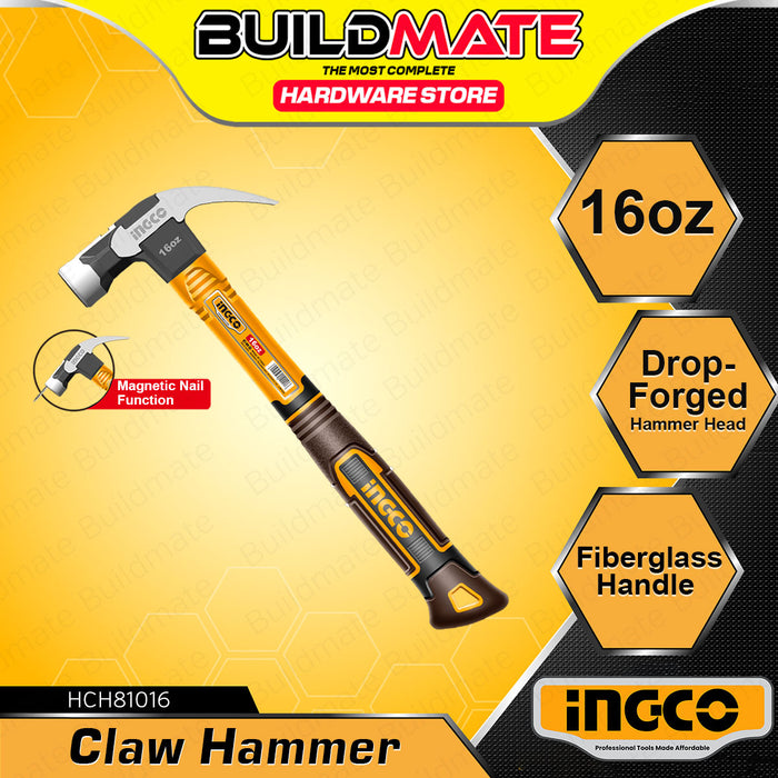 BUILDMATE Ingco Claw Hammer 80z / 16oz Carpenter Nail Hammer with Magnetic Nail Function Martilyo SOLD PER PIECE - IHT