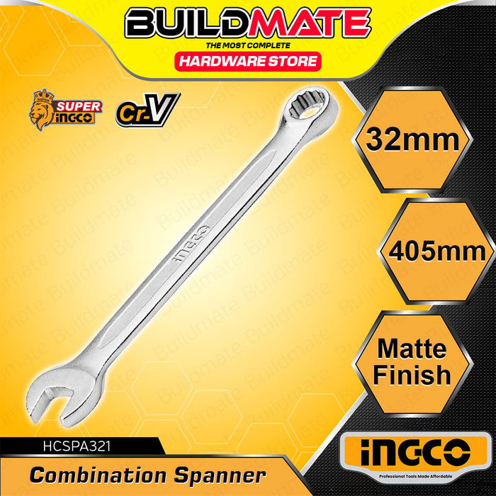 BUILDMATE Ingco Combination Spanner Wrench 6MM - 32MM Cr-V Matte Finish Open End Wrench Hand Tool SOLD PER PIECE - IHT
