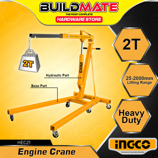 BUILDMATE Ingco Engine Crane 2 Tons Hydraulic Engine Leveler Hoist Shop Crane Lift HEC21 - IHT