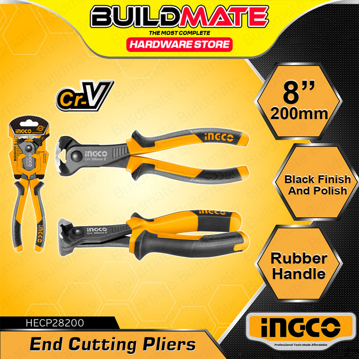 BUILDMATE Ingco End Cutting Pliers 6"-8" Inch Cr-V End Nipper for Carpentry, Electrical and Metal Work SOLD PER PIECE HECP28160 / HECP28200 - IHT