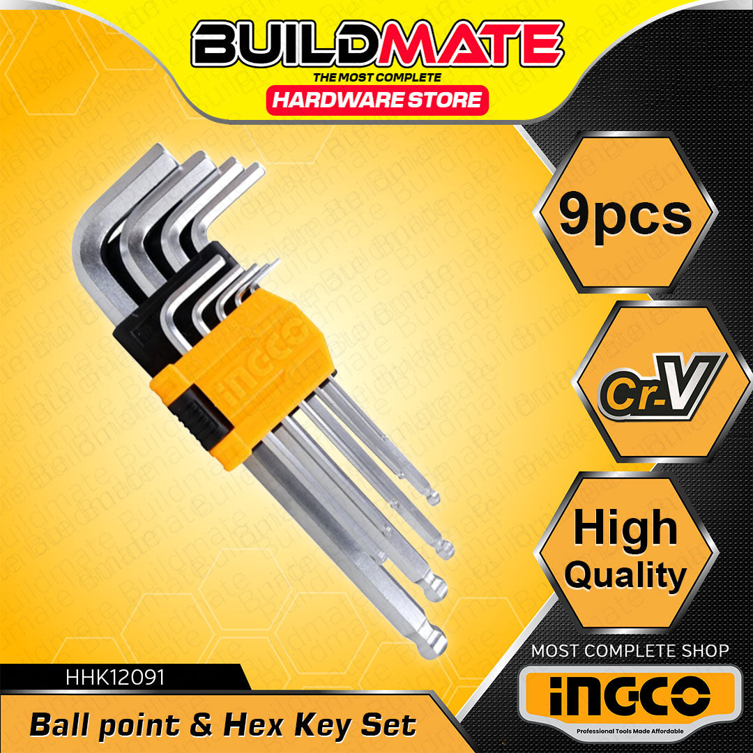 Multi Point Allen Key BUILDMATE Ingco 9PCS Ball Point Hex Key Set 1.5mm-10mm Allen Wrenches ...