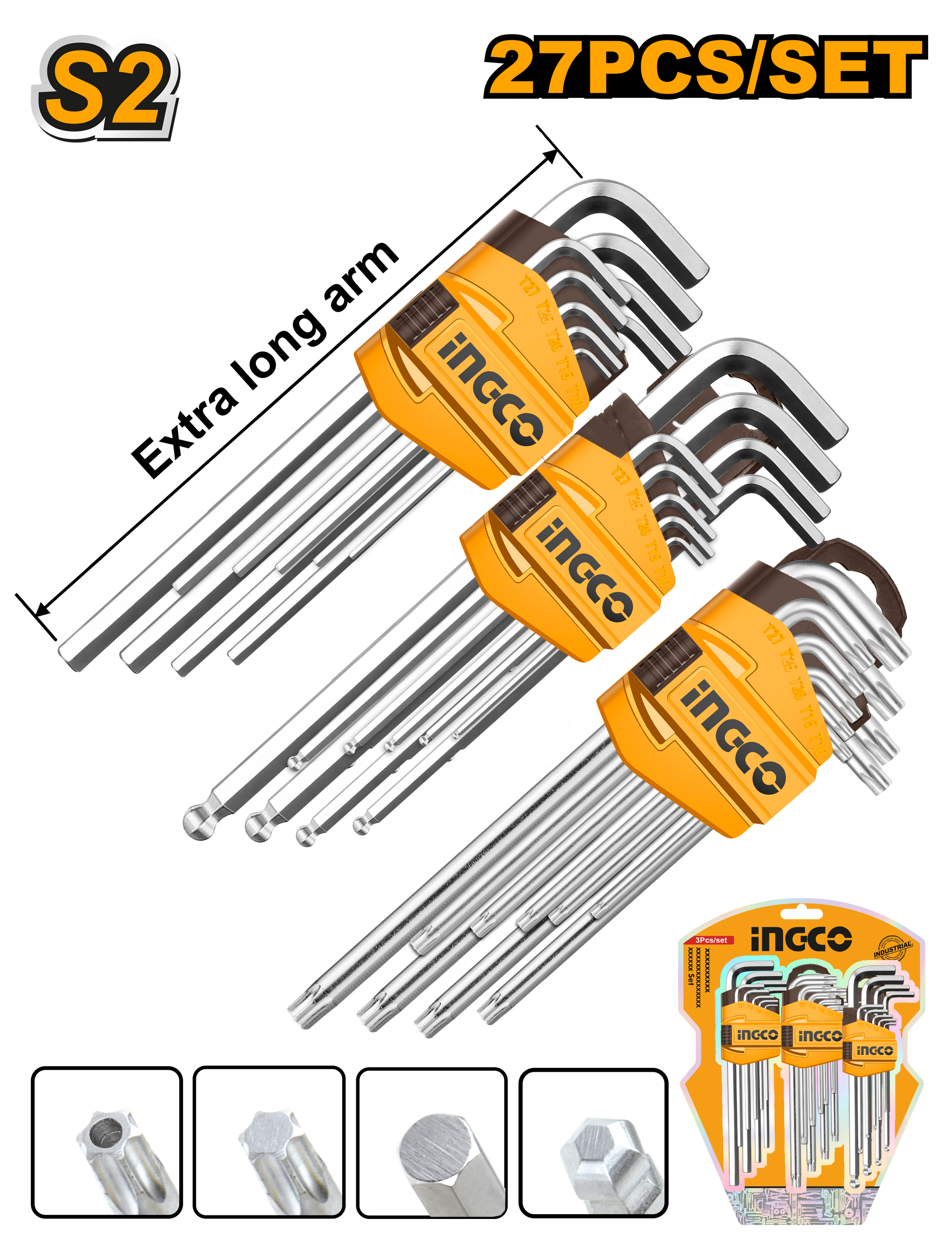 BUILDMATE Ingco 27pcs Hex Key and Torx Key Set HHKSET0271 - IHT — Buildmate