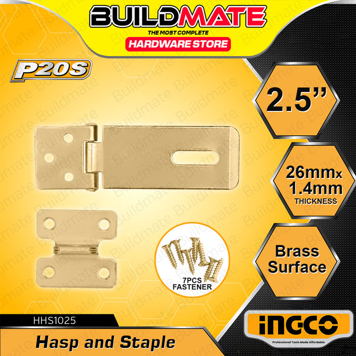 BUILDMATE Ingco Hasp and Staple 2.5" - 5.5" Safety Latches Anti-Theft Security Door Cabinet Lock Padlock Hasp Latch SOLD PER PIECE - IHT
