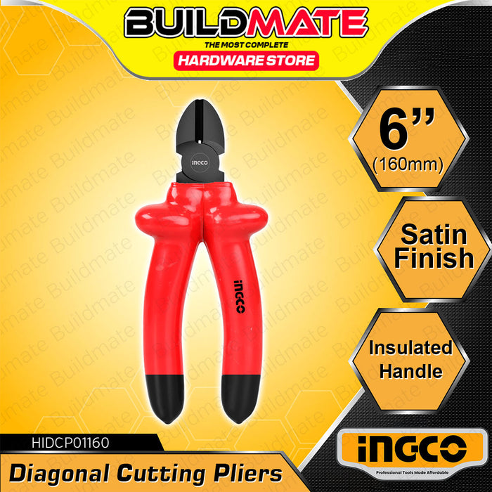 BUILDMATE Ingco Insulated Diagonal Cutting Pliers 6" Electrical Wire Cable Snipping Plier Repair Hand Tools HIDCP01160 - IHT