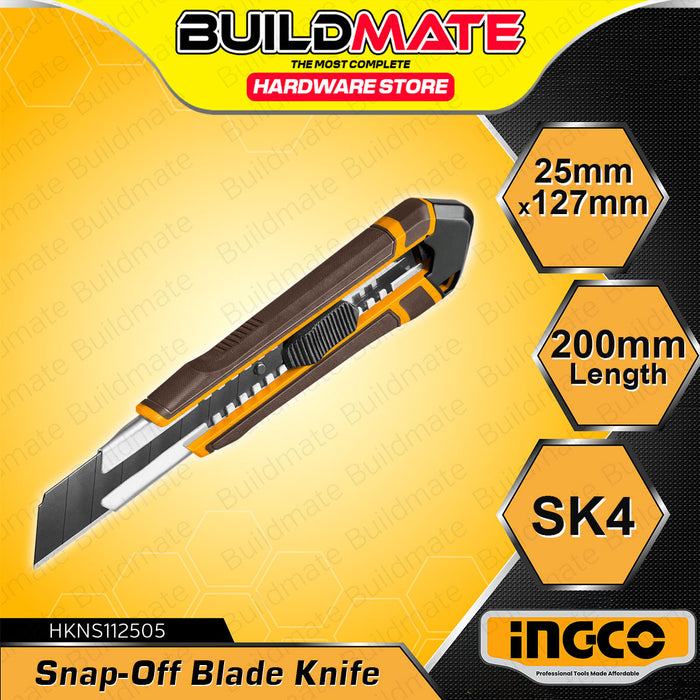 BUILDMATE Ingco Snap Off Blade Knife 18mmx100mm / 25mmx127mm Box Cutter Craft Utility Knife HKNS16538 / HKNS112505 - IHT