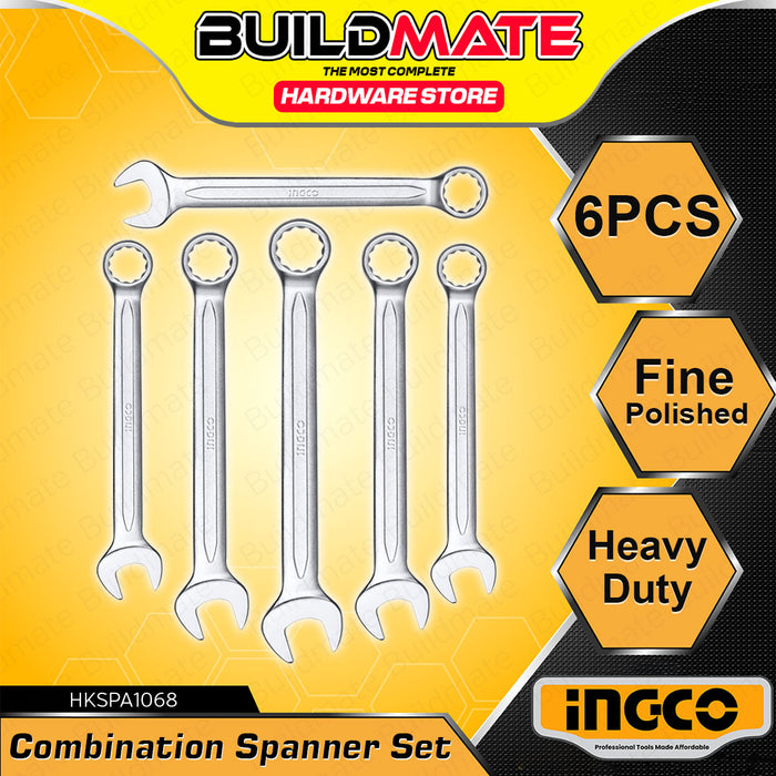 BUILDMATE Ingco 6pcs / 8pcs Combination Spanner Set Cr-V Heavy Duty Open-End and Ring Spanner Set Ratcheting Spanner Set - IHT