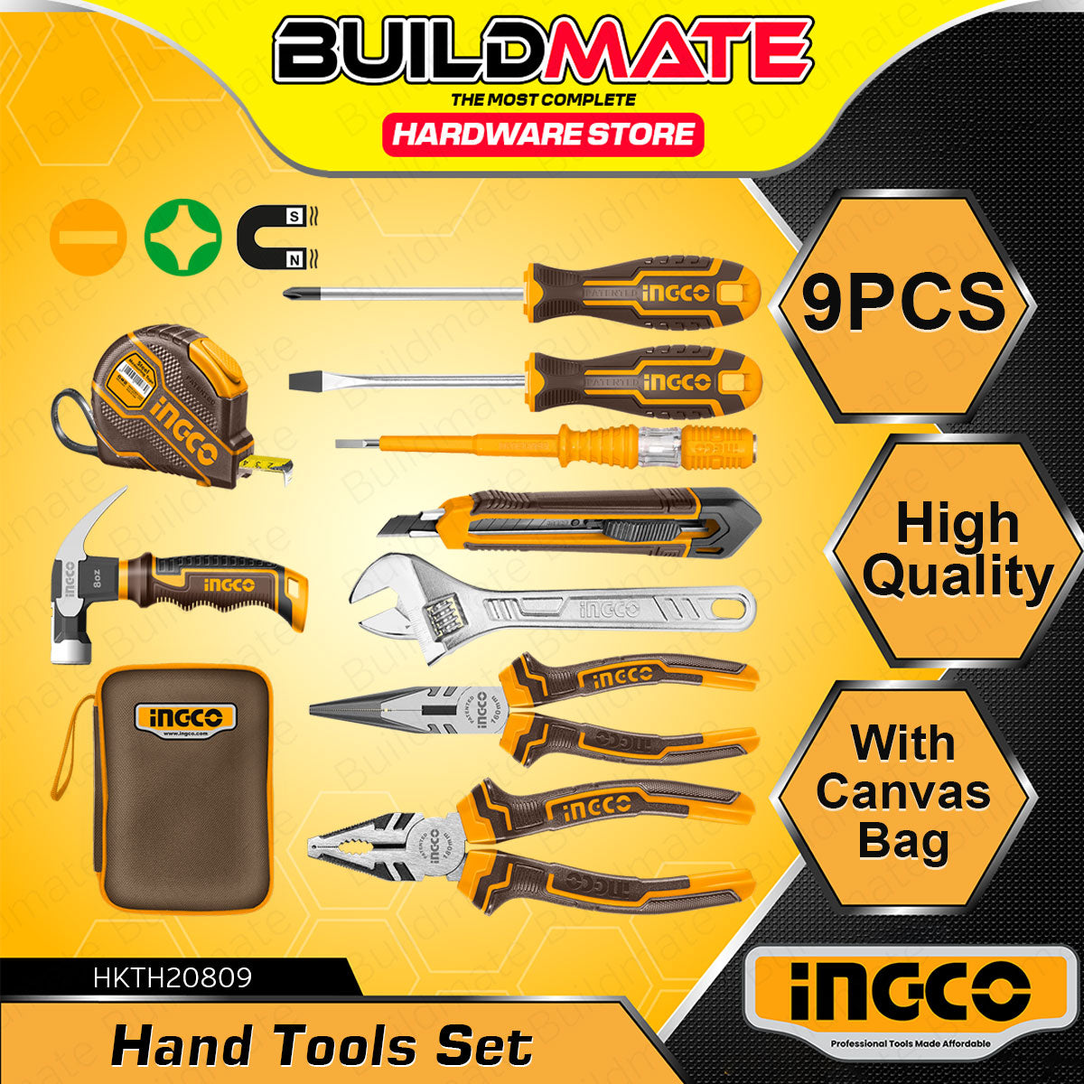 Inka Building/tools BUILDMATE Ingco 9pcs Hand Tools Set General Household Repair Tool Kit ...