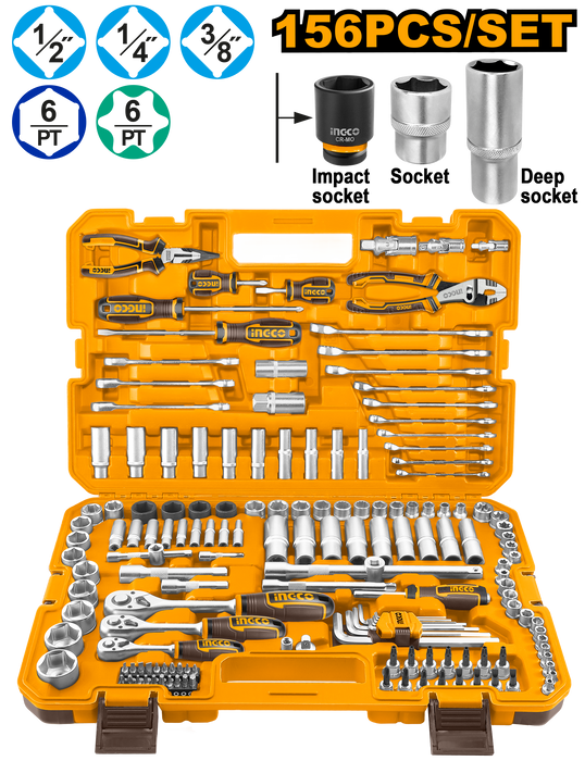 INGCO 156pcs Combination Tools Set for Auto Repair & DIY Projects HKTHP21561 IHT - BUILDMATE