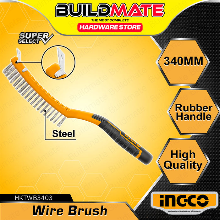 BUILDMATE Ingco Steel Wire Brush 270mm - 340mm Metal Derustung Polishing Cleaner Rust Scrub Removal Cleaning Tools - IHT