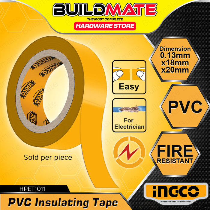 BUILDMATE Ingco PVC Insulating Tape 9.15M-20M Electricians Insulation Electrical Wiring Adhesive Weather-resistant Tape - IHT