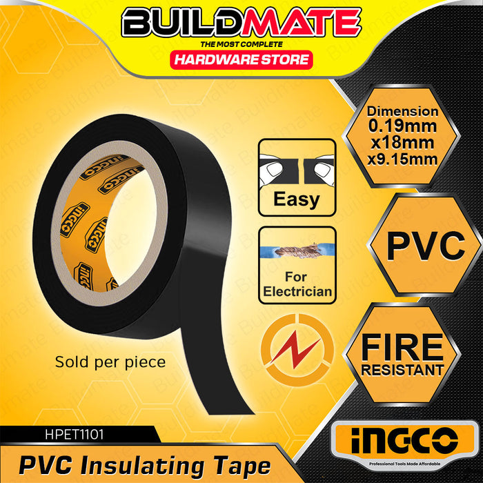 BUILDMATE Ingco PVC Insulating Tape 9.15M-20M Electricians Insulation Electrical Wiring Adhesive Weather-resistant Tape - IHT
