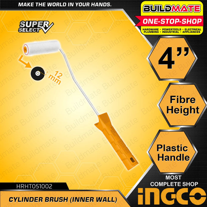 BUILDMATE Ingco Mini Acrylic Cylinder Baby Roller Paint Brush 4" Inches 100mm for Inner Wall • IHT