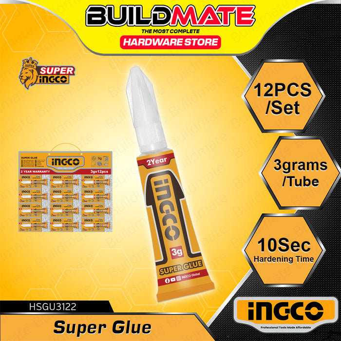 BUILDMATE Ingco Super Glue 3 grams Multi-Purpose Cyanoacrylate Clear F ...