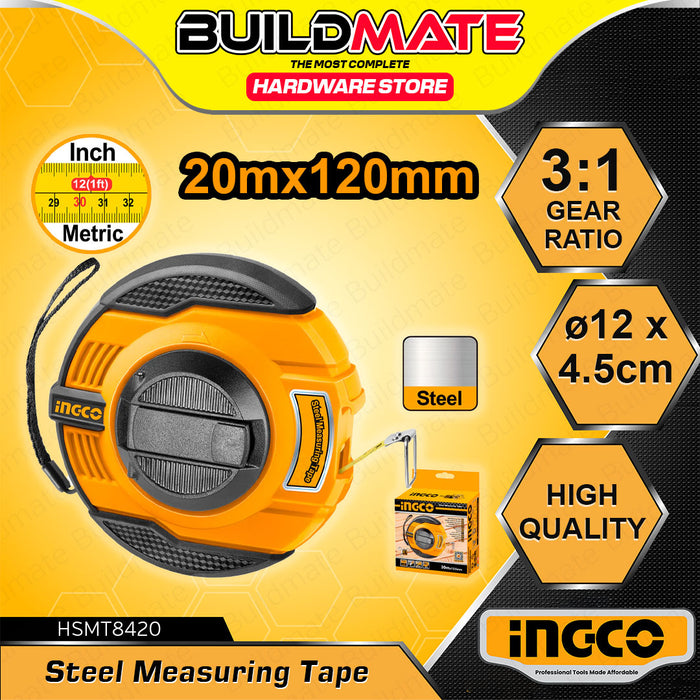 BUILDMATE Ingco 12.5mm Steel Measuring Tape Metric/Inch Marking Ruler Dual Scale Tape Measure Measurement Tool - IHT