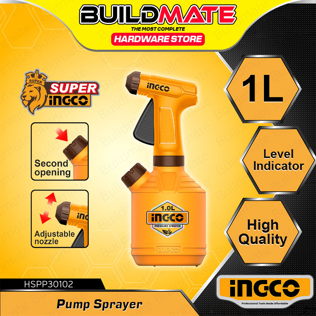 BUILDMATE Ingco Pump Sprayer 1L with Adjustable Nozzle Manual Handheld ...